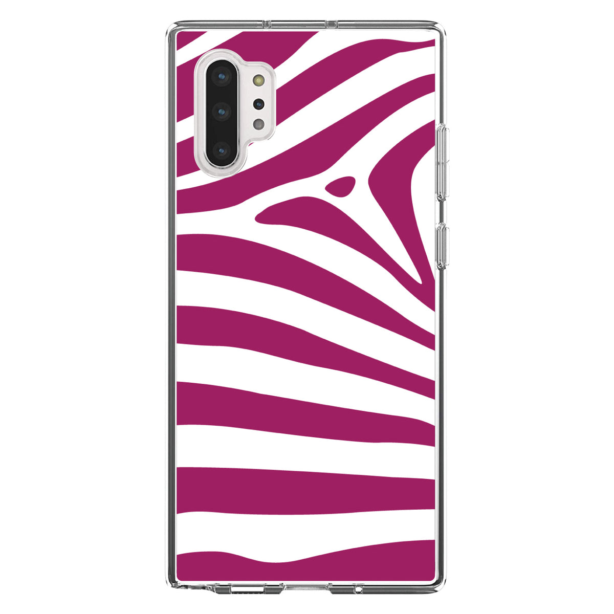 Fuchsia & White Zebra Skin Stripes Clear Shockproof iPhone Case, view 10