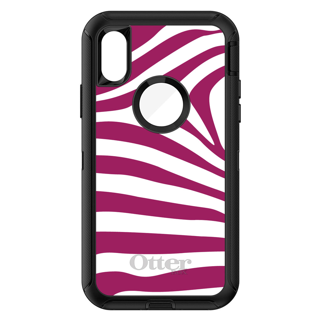 Fuchsia & White Zebra Skin Stripes OtterBox Defender Case for iPhone & Galaxy, view 3