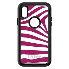 DistinctInk™ OtterBox Defender Series Case for Apple iPhone / Samsung Galaxy / Google Pixel - Fuchsia & White Zebra Skin Stripes