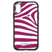 DistinctInk™ OtterBox Symmetry Series Case for Apple iPhone / Samsung Galaxy / Google Pixel - Fuchsia & White Zebra Skin Stripes