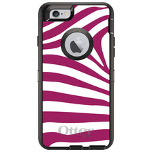 DistinctInk™ OtterBox Defender Series Case for Apple iPhone / Samsung Galaxy / Google Pixel - Fuchsia & White Zebra Skin Stripes
