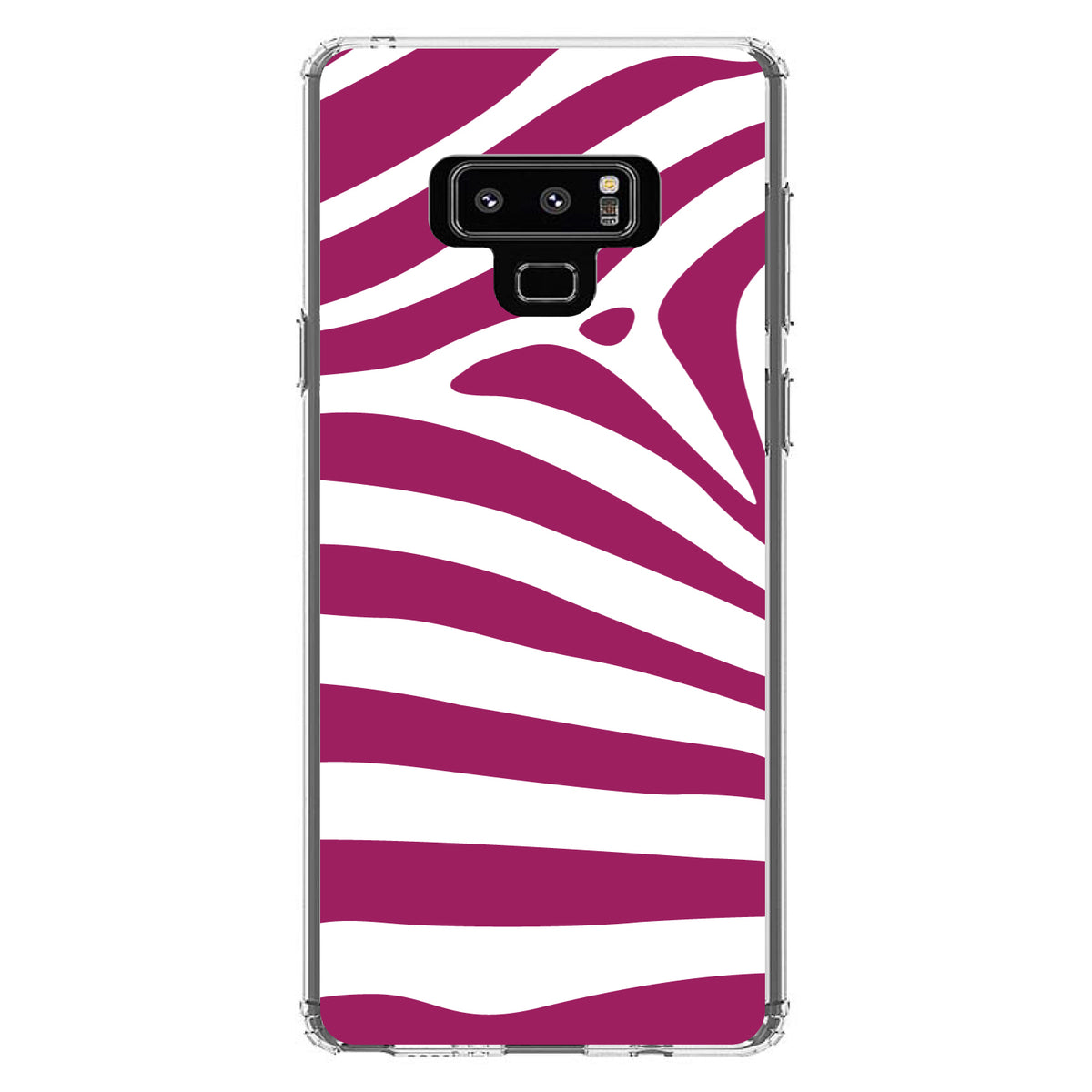 Fuchsia & White Zebra Skin Stripes Clear Shockproof iPhone Case, view 11