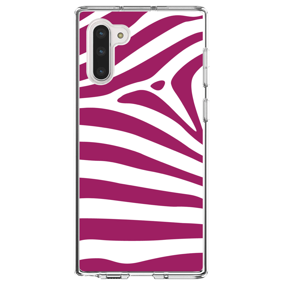 Fuchsia & White Zebra Skin Stripes Clear Shockproof iPhone Case, view 9