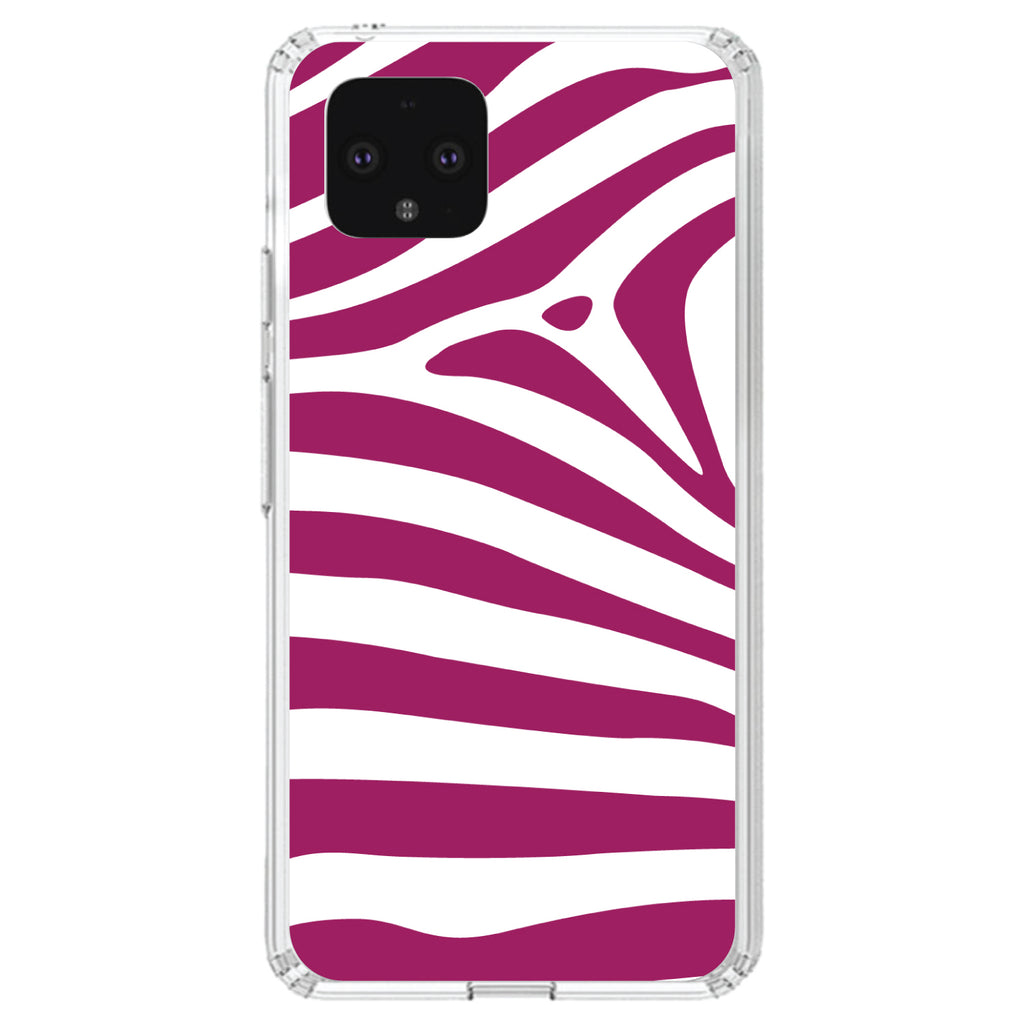 Fuchsia & White Zebra Skin Stripes Clear Shockproof iPhone Case, view 24