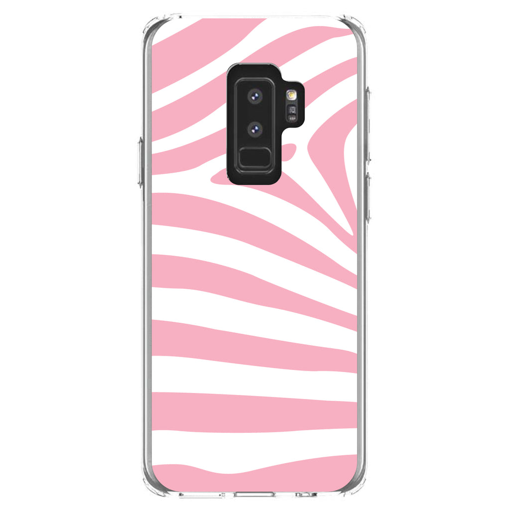 Pink & White Zebra Skin Stripes Clear Shockproof iPhone Case, view 20