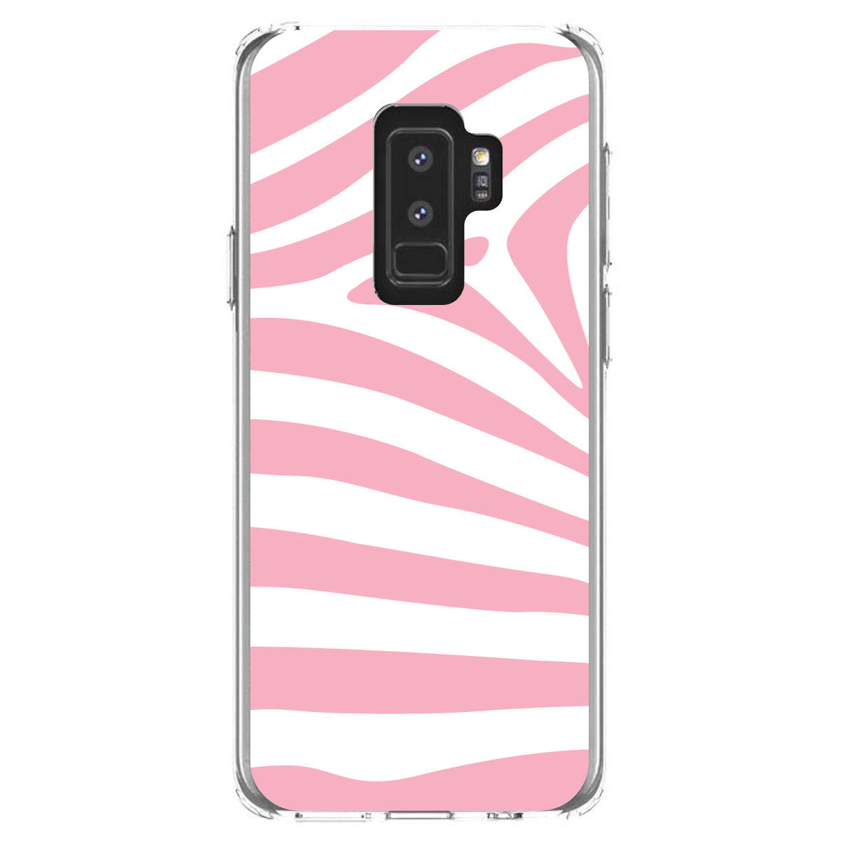Pink & White Zebra Skin Stripes Clear Shockproof iPhone Case, view 20