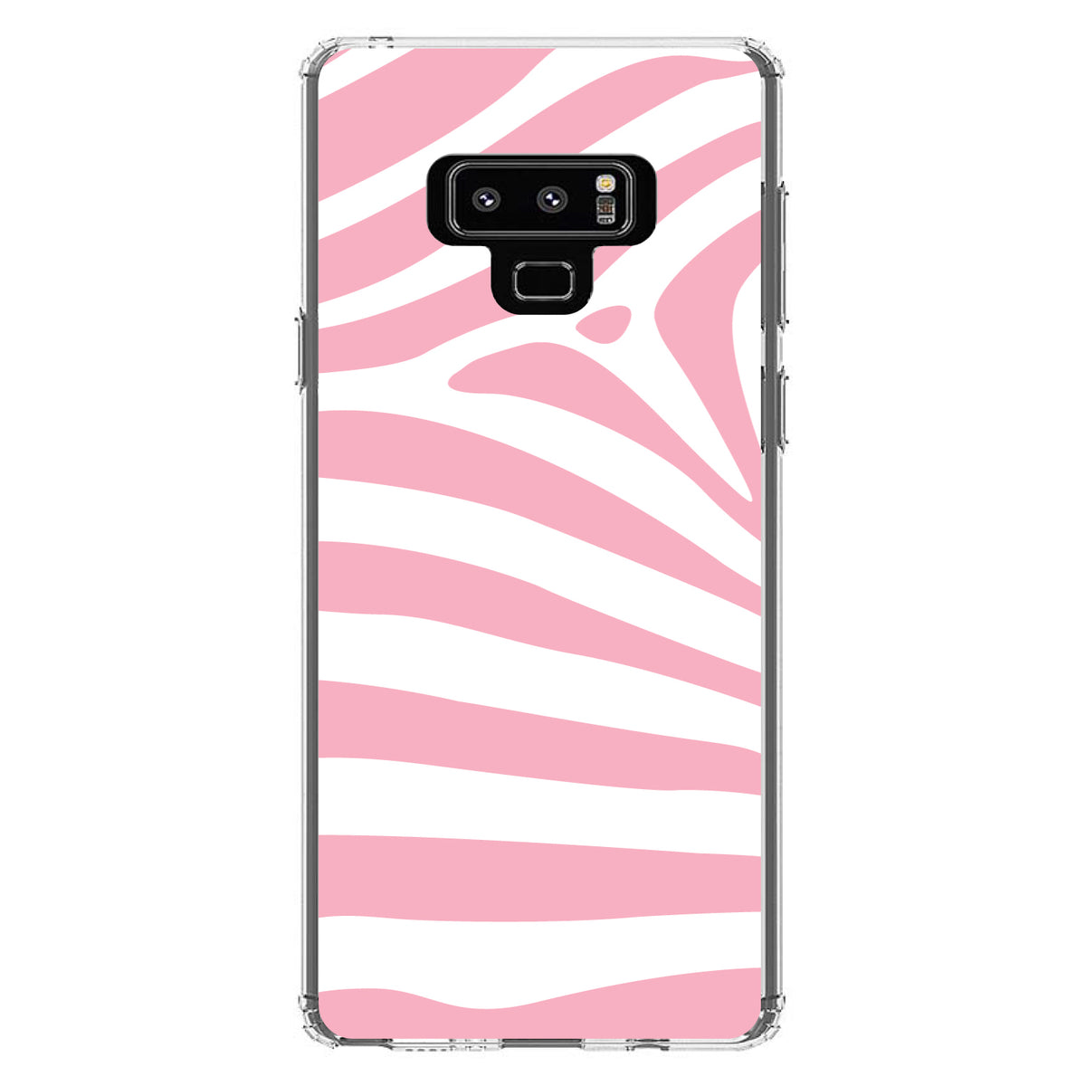 Pink & White Zebra Skin Stripes Clear Shockproof iPhone Case, view 11