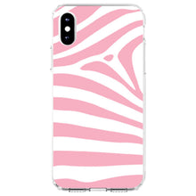 DistinctInk® Clear Shockproof Hybrid Case for Apple iPhone / Samsung Galaxy / Google Pixel - Pink & White Zebra Skin Stripes