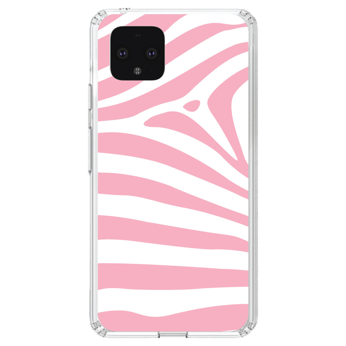 Pink & White Zebra Skin Stripes Clear Shockproof iPhone Case, view 24