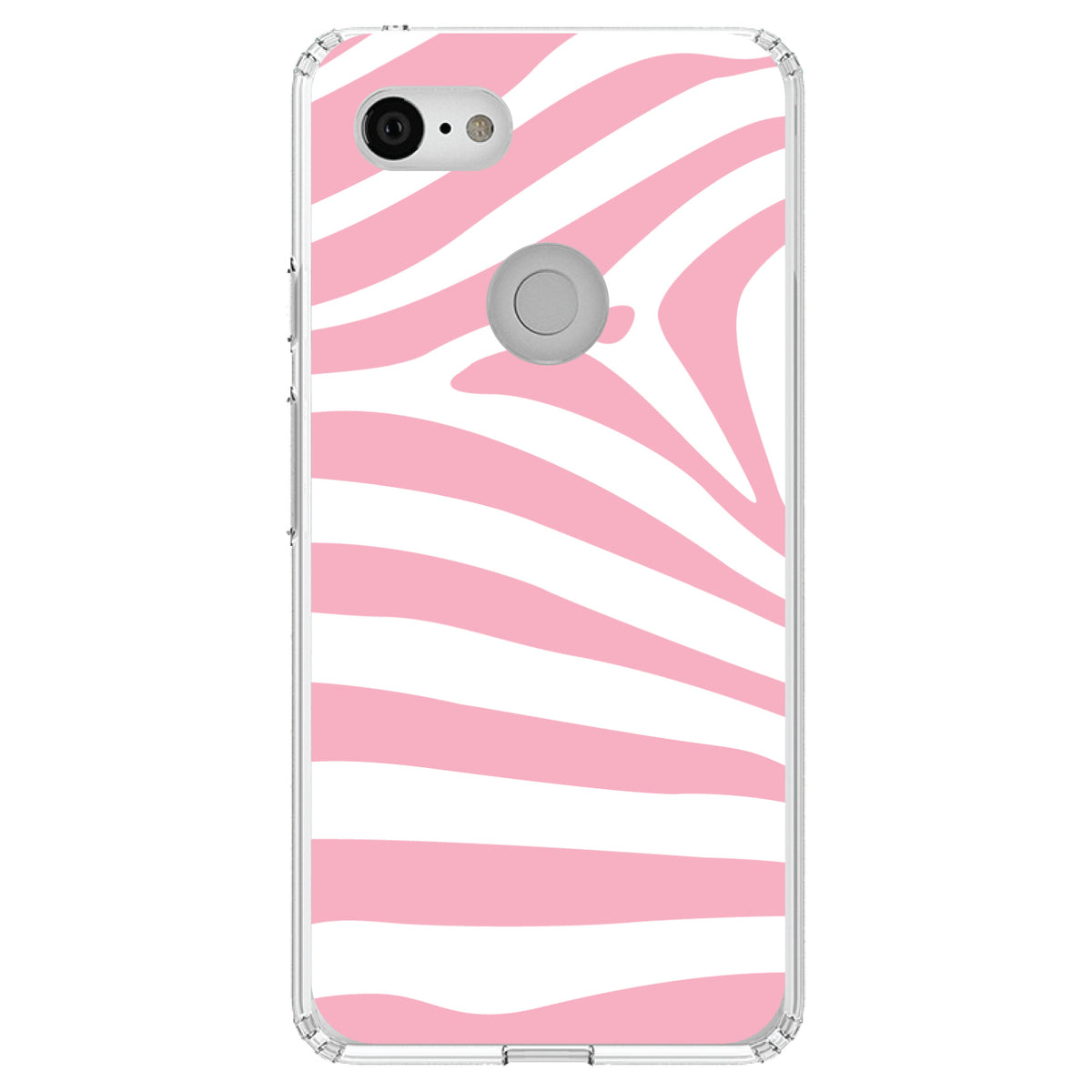 Pink & White Zebra Skin Stripes Clear Shockproof iPhone Case, view 22