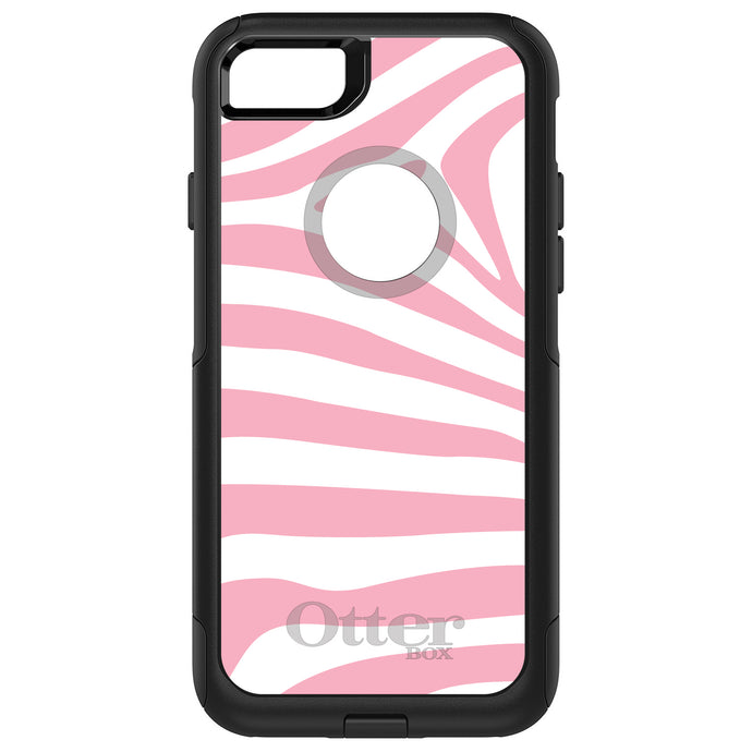 DistinctInk OtterBox Commuter Series Case for Apple iPhone or Samsung Galaxy - Pink & White Zebra Skin Stripes