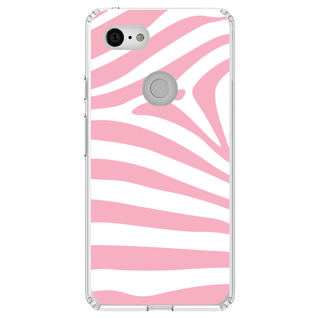 Pink & White Zebra Skin Stripes Clear Shockproof iPhone Case, view 21