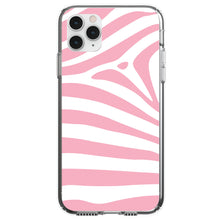 DistinctInk® Clear Shockproof Hybrid Case for Apple iPhone / Samsung Galaxy / Google Pixel - Pink & White Zebra Skin Stripes