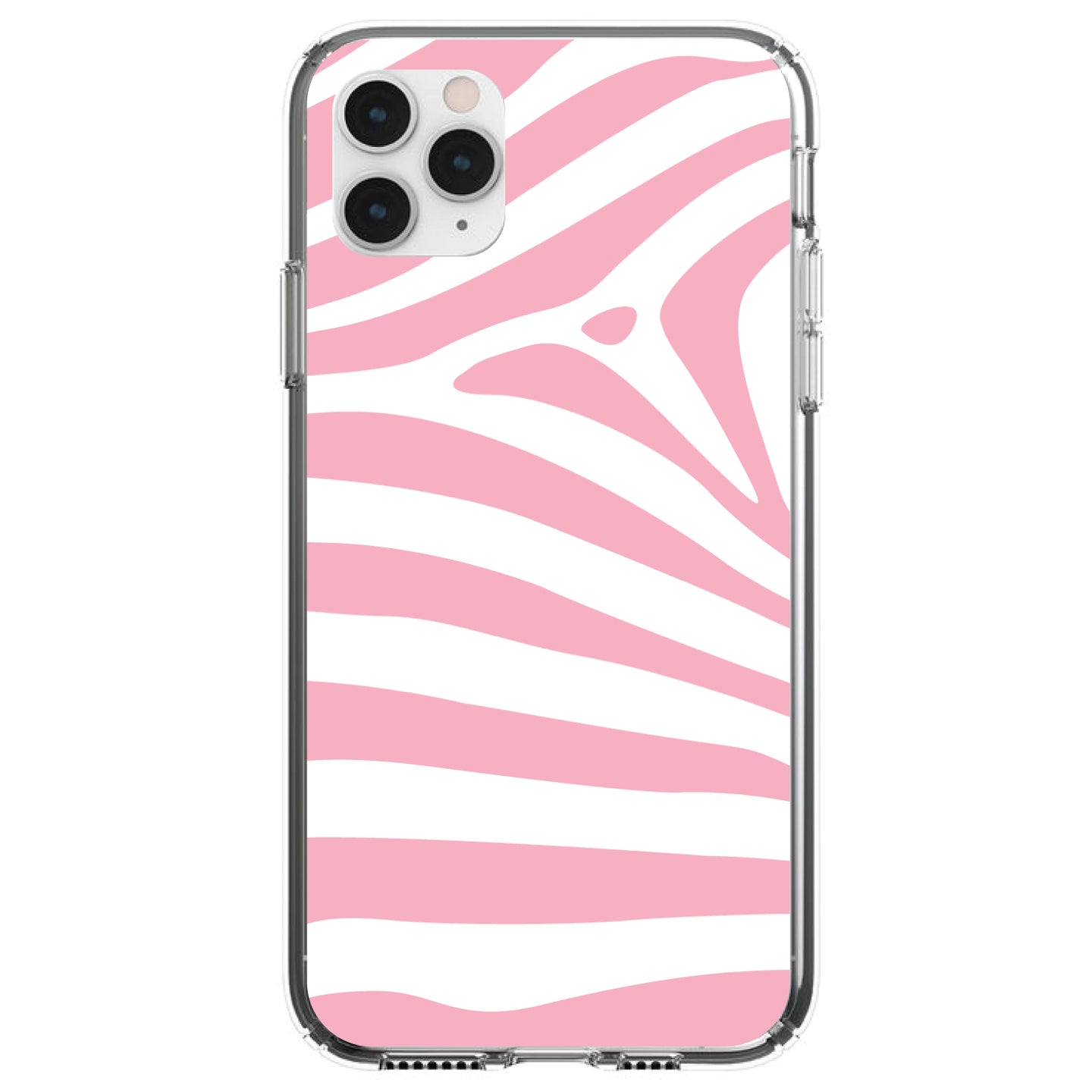 DistinctInk® Clear Shockproof Hybrid Case for Apple iPhone / Samsung Galaxy / Google Pixel - Pink & White Zebra Skin Stripes