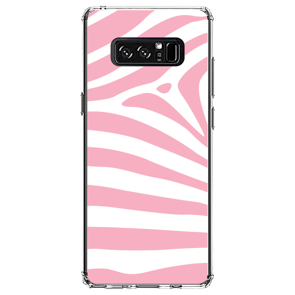 Pink & White Zebra Skin Stripes Clear Shockproof iPhone Case, view 12