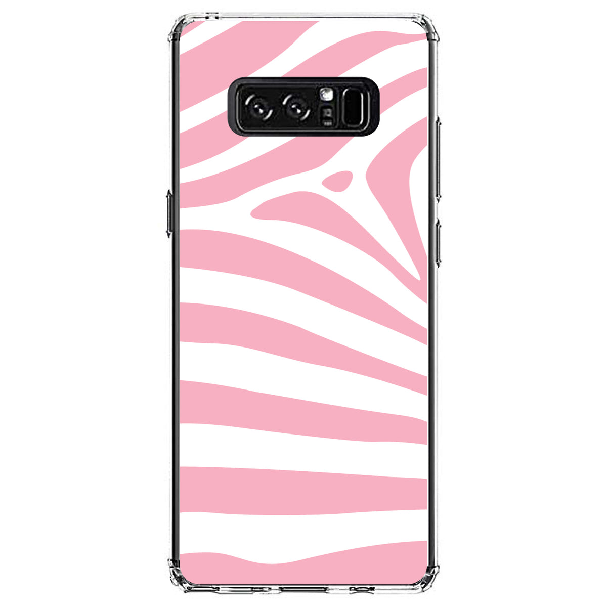 Pink & White Zebra Skin Stripes Clear Shockproof iPhone Case, view 12