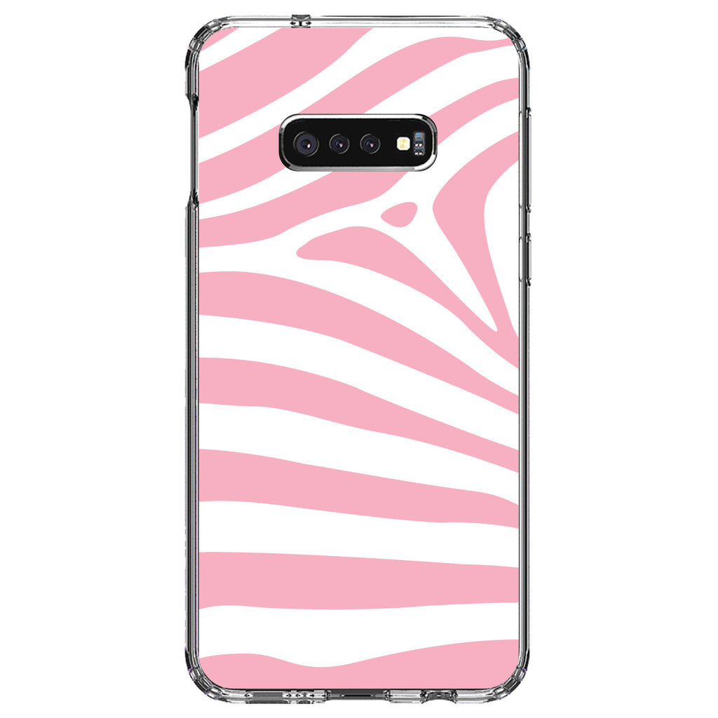 Pink & White Zebra Skin Stripes Clear Shockproof iPhone Case, view 18