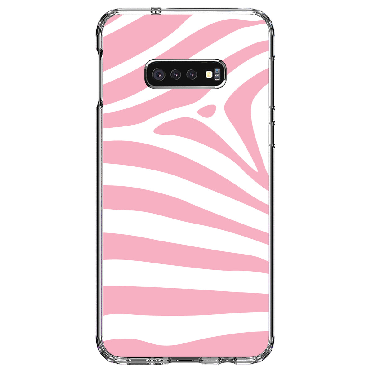 Pink & White Zebra Skin Stripes Clear Shockproof iPhone Case, view 18