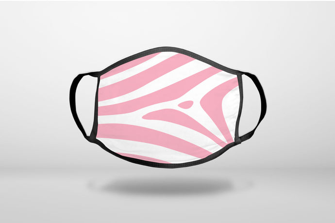 Pink & White Zebra Skin Stripes - 3-Ply Reusable Soft Face Mask Covering, Unisex, Cotton Inner Layer