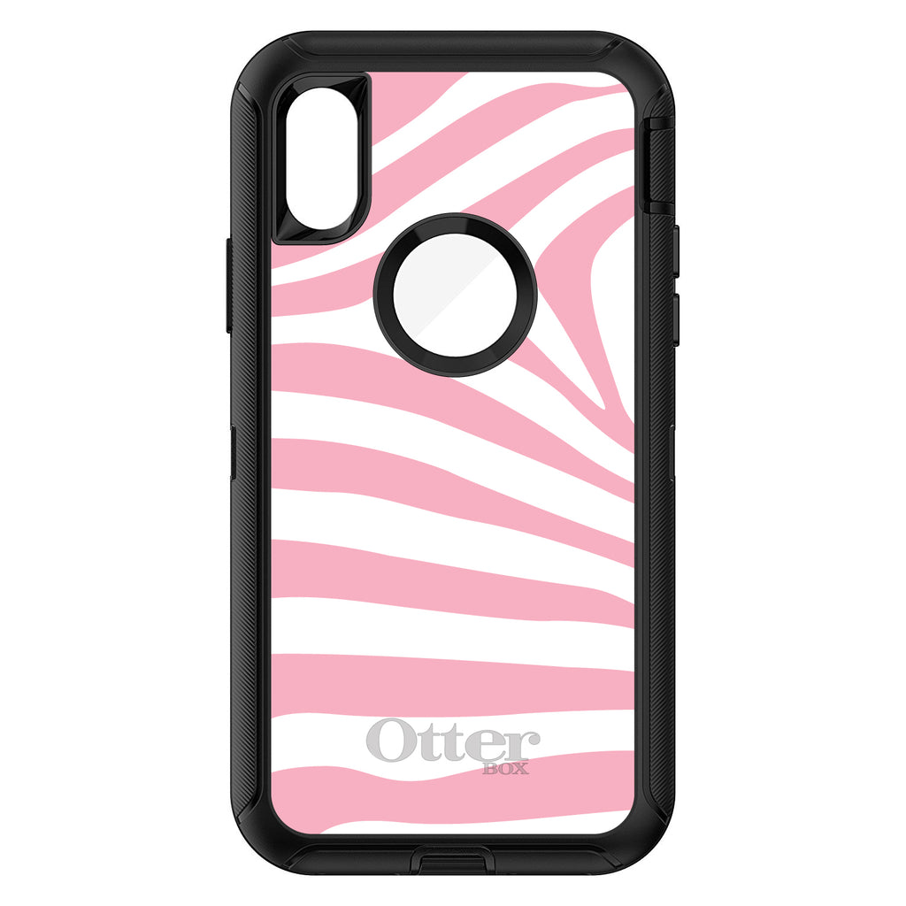 Pink & White Zebra Skin Stripes OtterBox Defender Case for iPhone & Galaxy, view 3