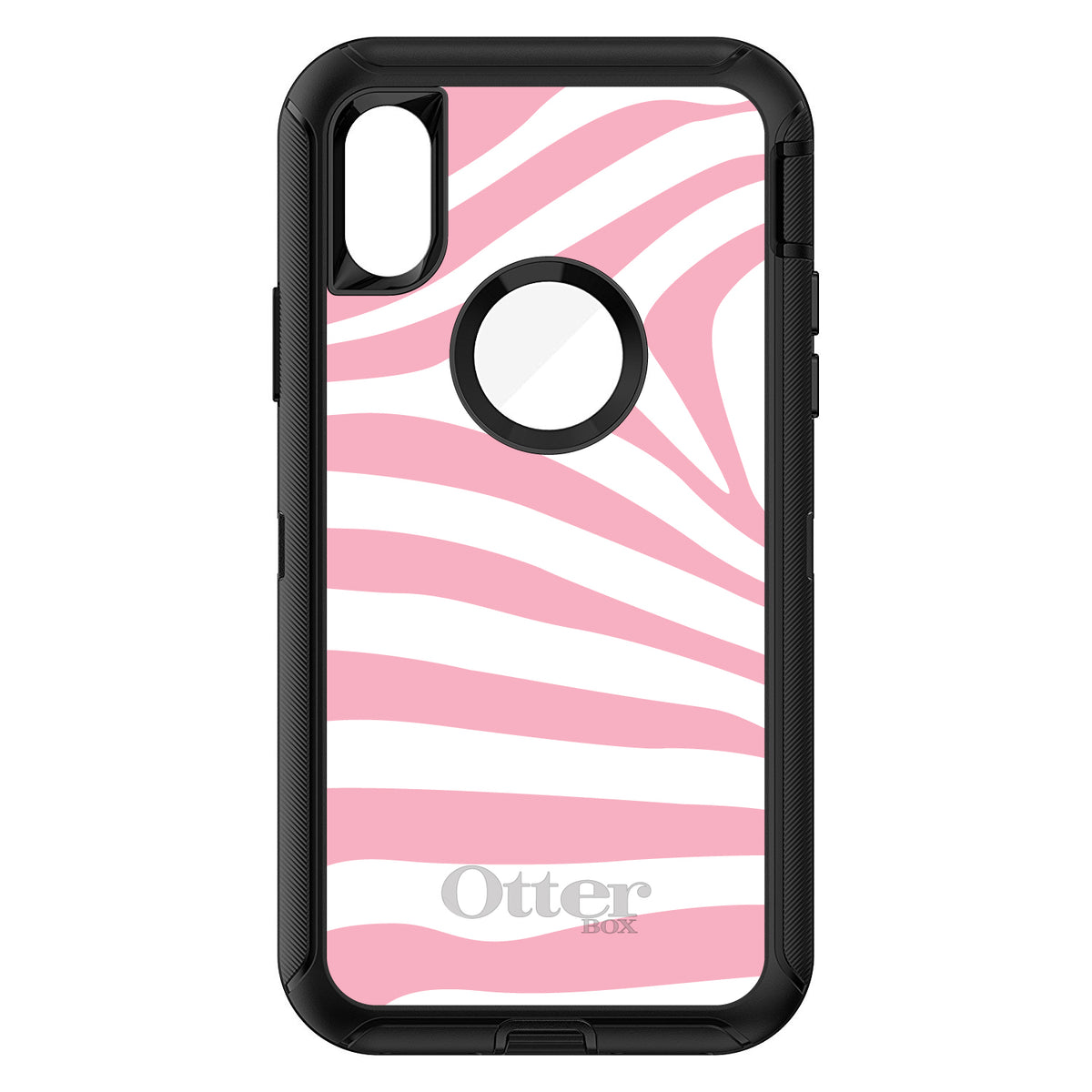 Pink & White Zebra Skin Stripes OtterBox Defender Case for iPhone & Galaxy, view 3