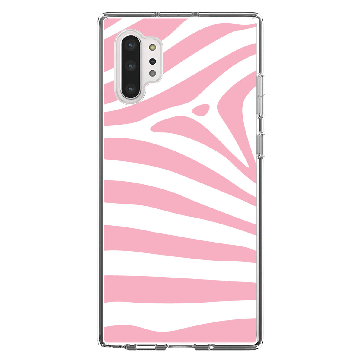 Pink & White Zebra Skin Stripes Clear Shockproof iPhone Case, view 10