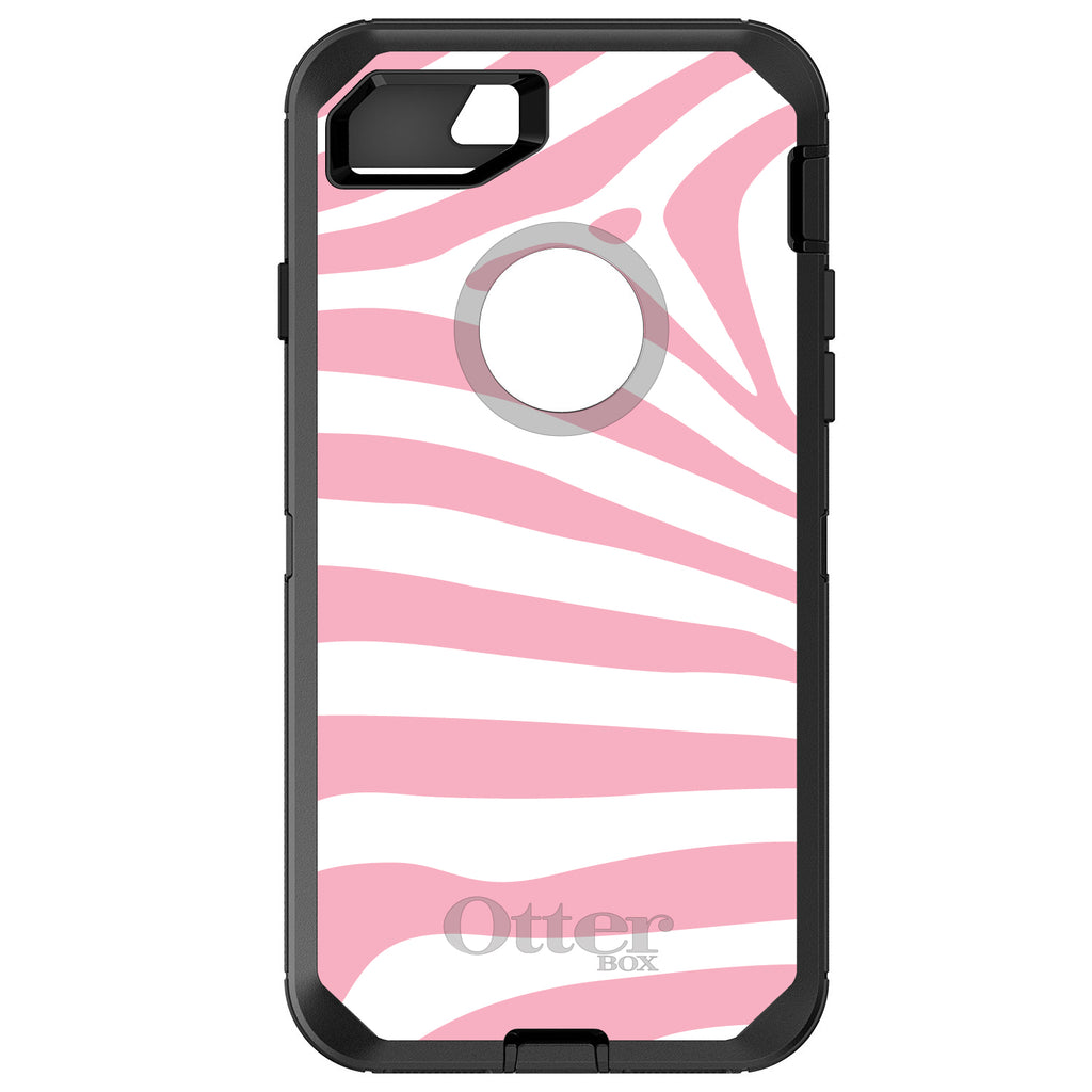 Pink & White Zebra Skin Stripes OtterBox Defender Case for iPhone & Galaxy