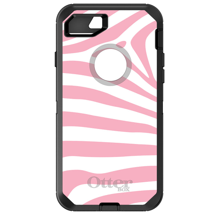 DistinctInk™ OtterBox Defender Series Case for Apple iPhone / Samsung Galaxy / Google Pixel - Pink & White Zebra Skin Stripes