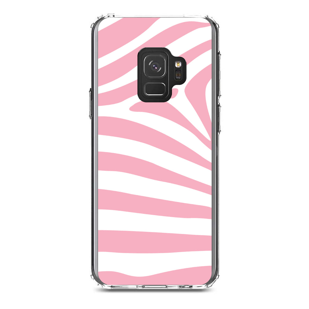 Pink & White Zebra Skin Stripes Clear Shockproof iPhone Case, view 19