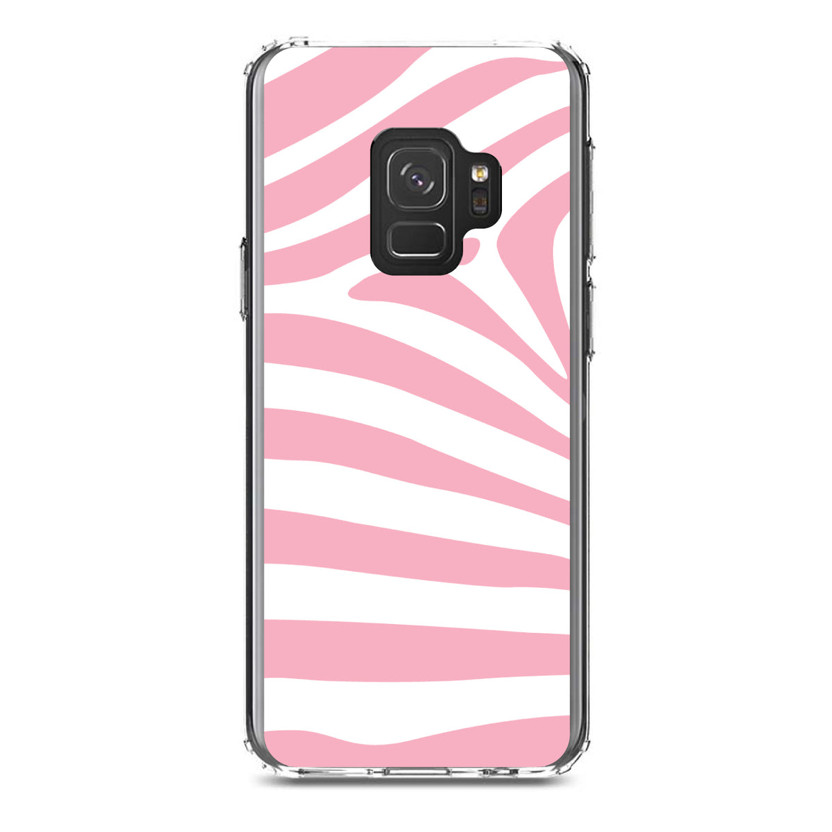 Pink & White Zebra Skin Stripes Clear Shockproof iPhone Case, view 19