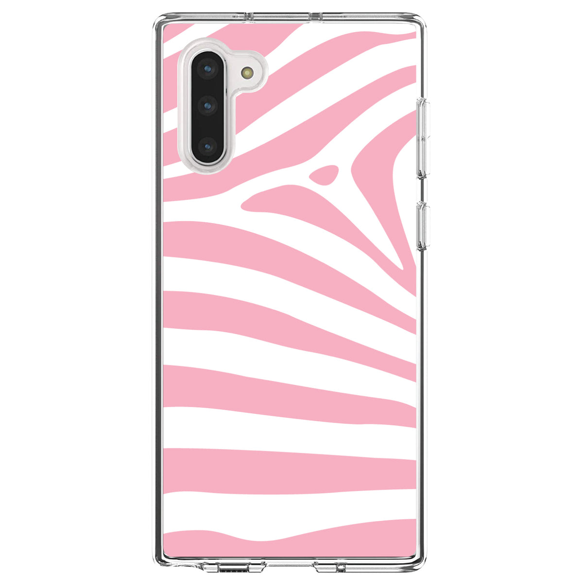 Pink & White Zebra Skin Stripes Clear Shockproof iPhone Case, view 9