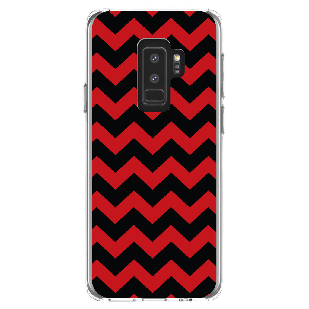 Black Red Chevron Stripes Clear Shockproof iPhone Case, view 20