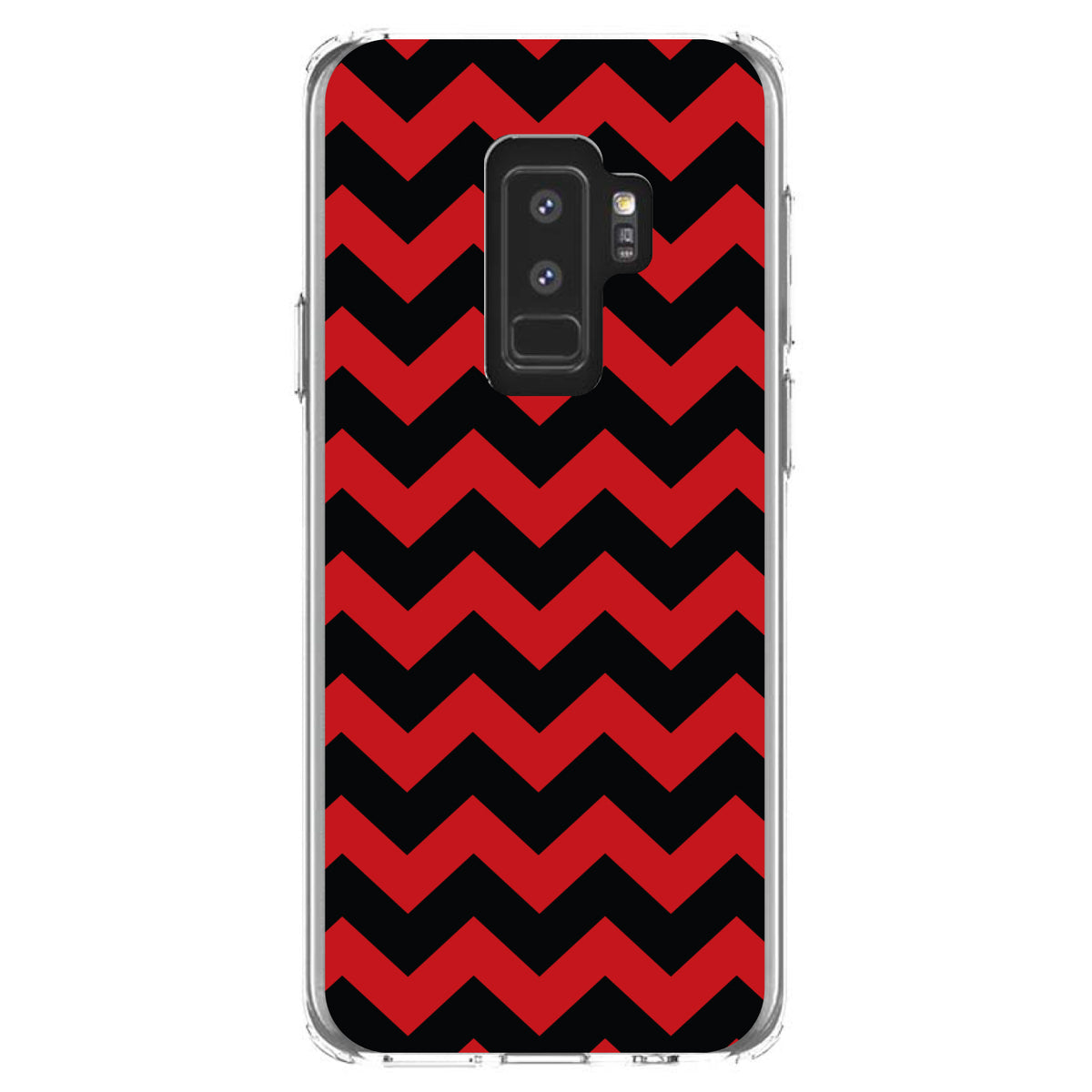 Black Red Chevron Stripes Clear Shockproof iPhone Case, view 20