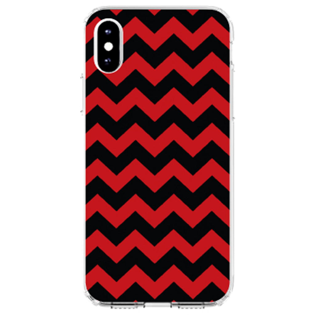 Black Red Chevron Stripes Clear Shockproof iPhone Case, view 3