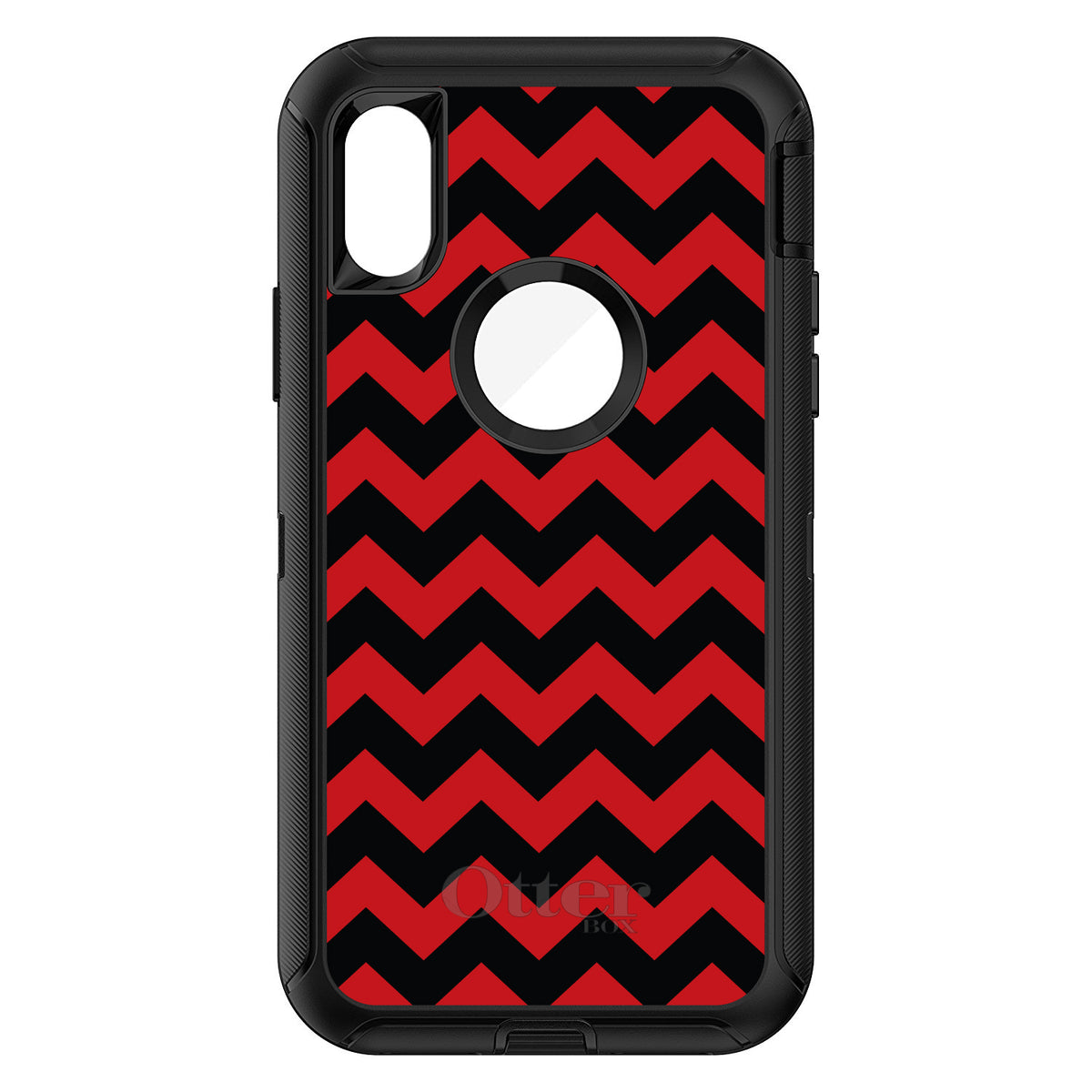 Black Red Chevron Stripes OtterBox Defender Case for iPhone & Galaxy, view 3