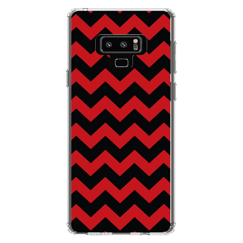 Black Red Chevron Stripes Clear Shockproof iPhone Case, view 11