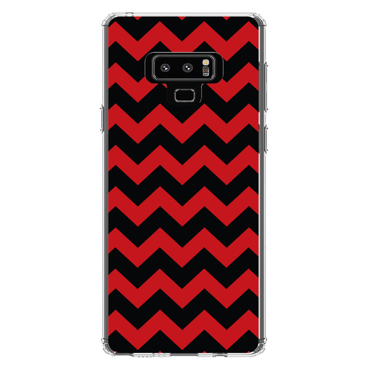 Black Red Chevron Stripes Clear Shockproof iPhone Case, view 11