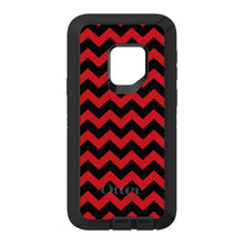 DistinctInk™ OtterBox Defender Series Case for Apple iPhone / Samsung Galaxy / Google Pixel - Black Red Chevron Stripes