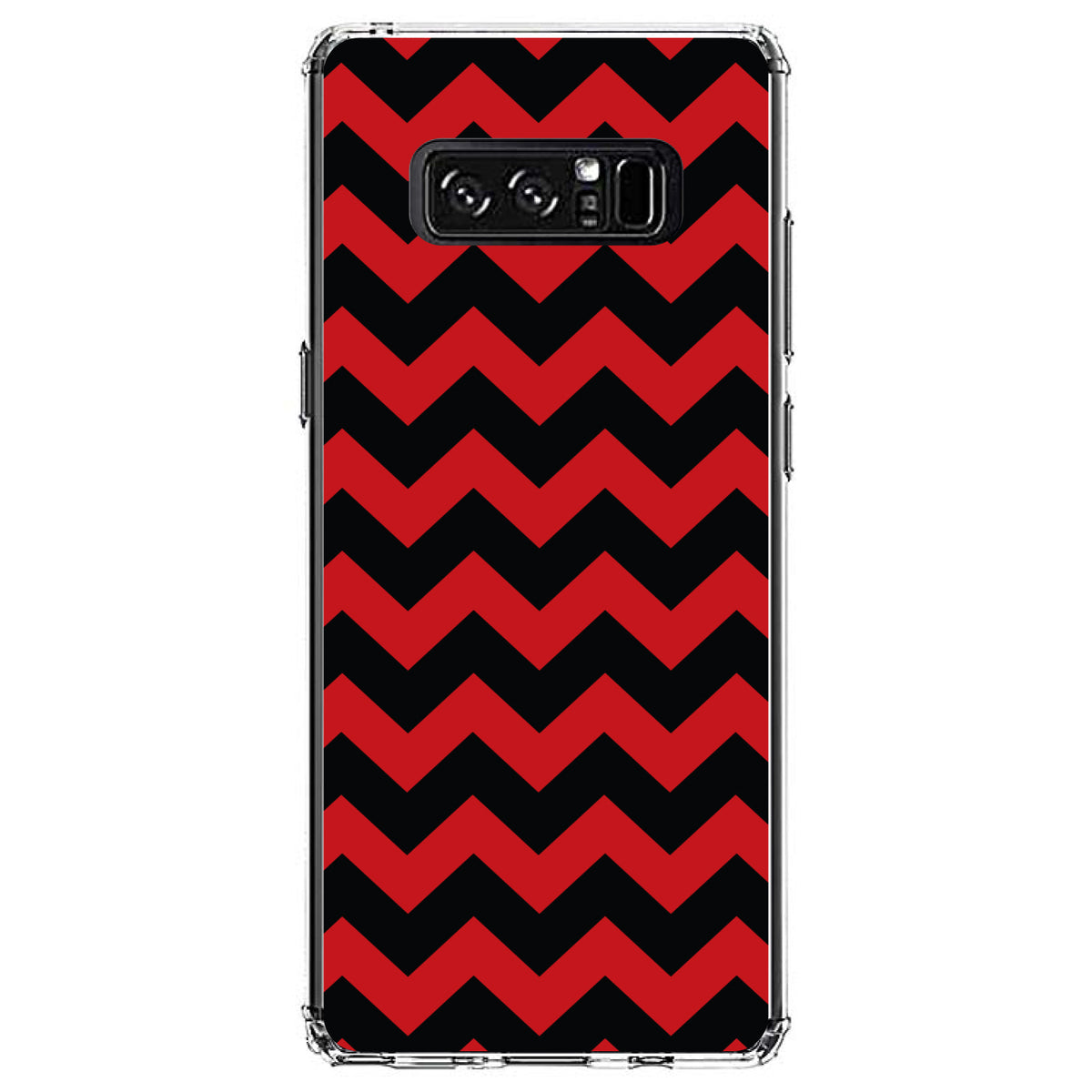 Black Red Chevron Stripes Clear Shockproof iPhone Case, view 12