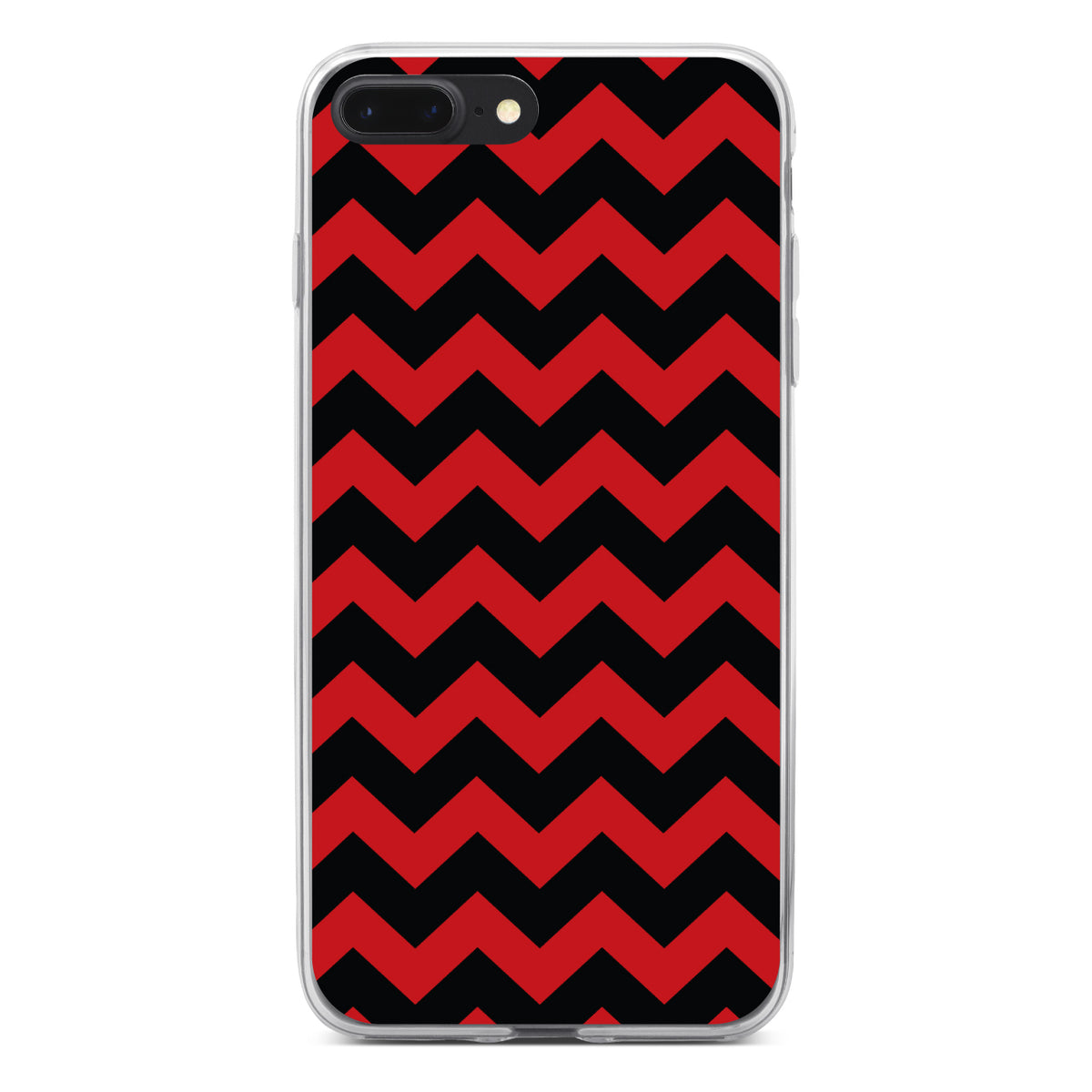 Black Red Chevron Stripes Clear Shockproof iPhone Case, view 6