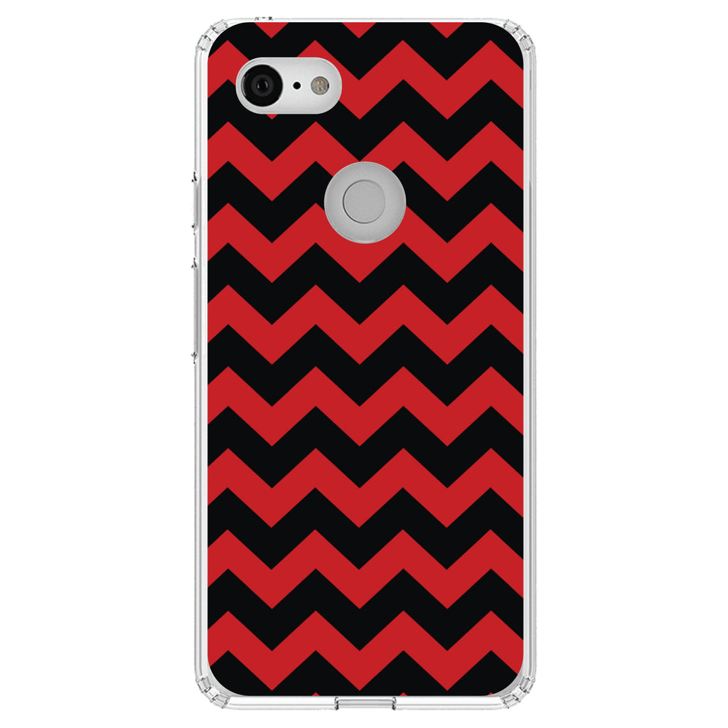 Black Red Chevron Stripes Clear Shockproof iPhone Case, view 22