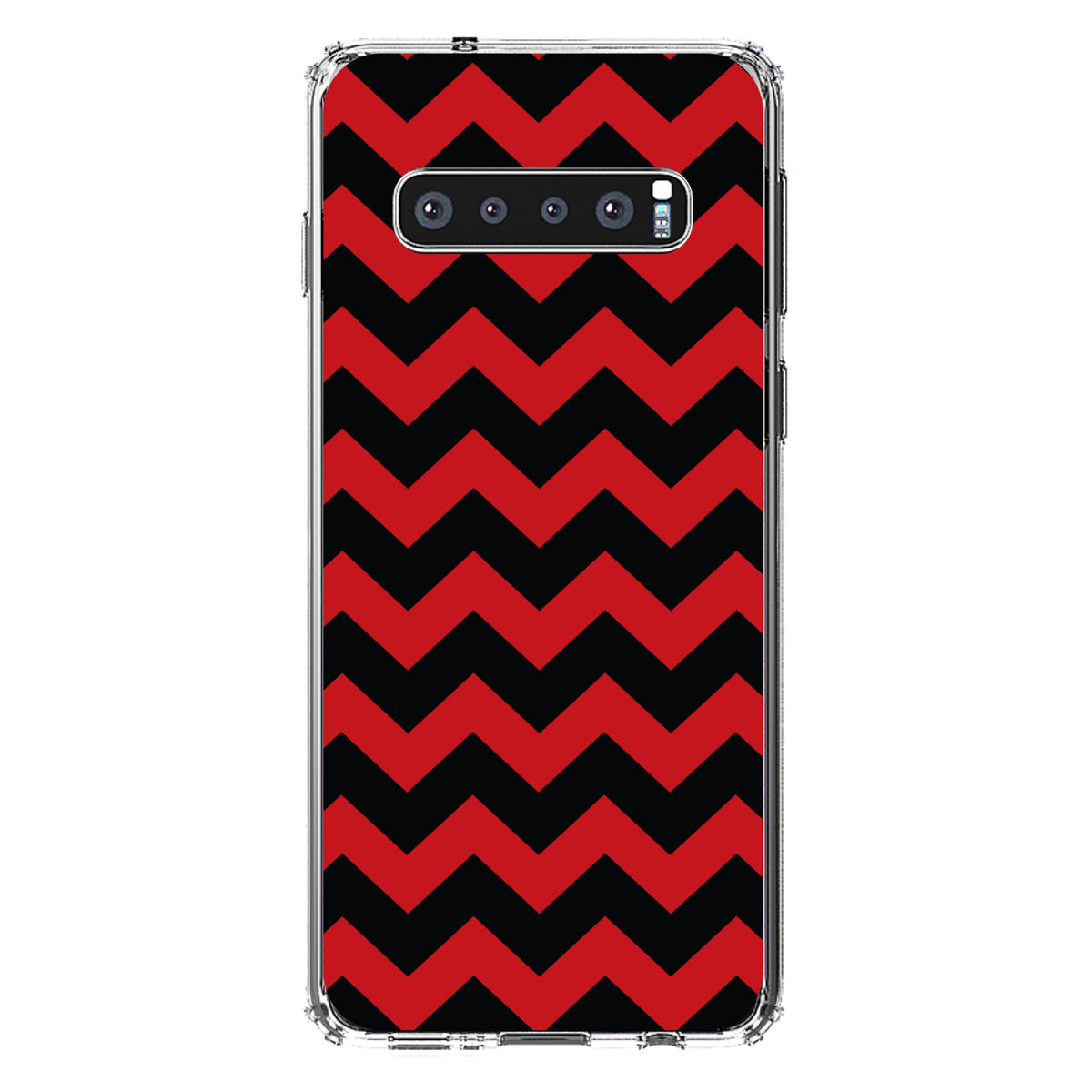 Black Red Chevron Stripes Clear Shockproof iPhone Case, view 16