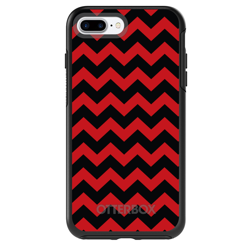 Black Red Chevron Stripes OtterBox Symmetry Case for iPhone & Galaxy, view 2