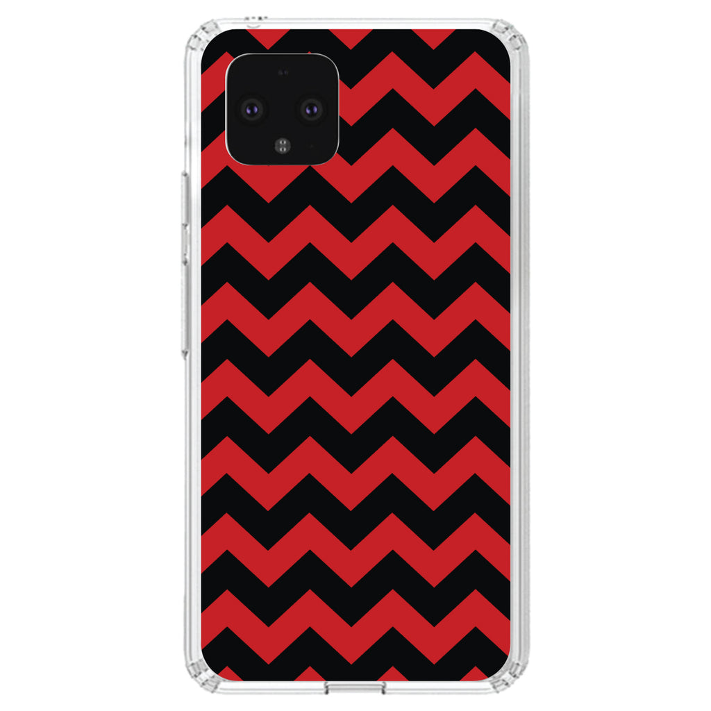 Black Red Chevron Stripes Clear Shockproof iPhone Case, view 23