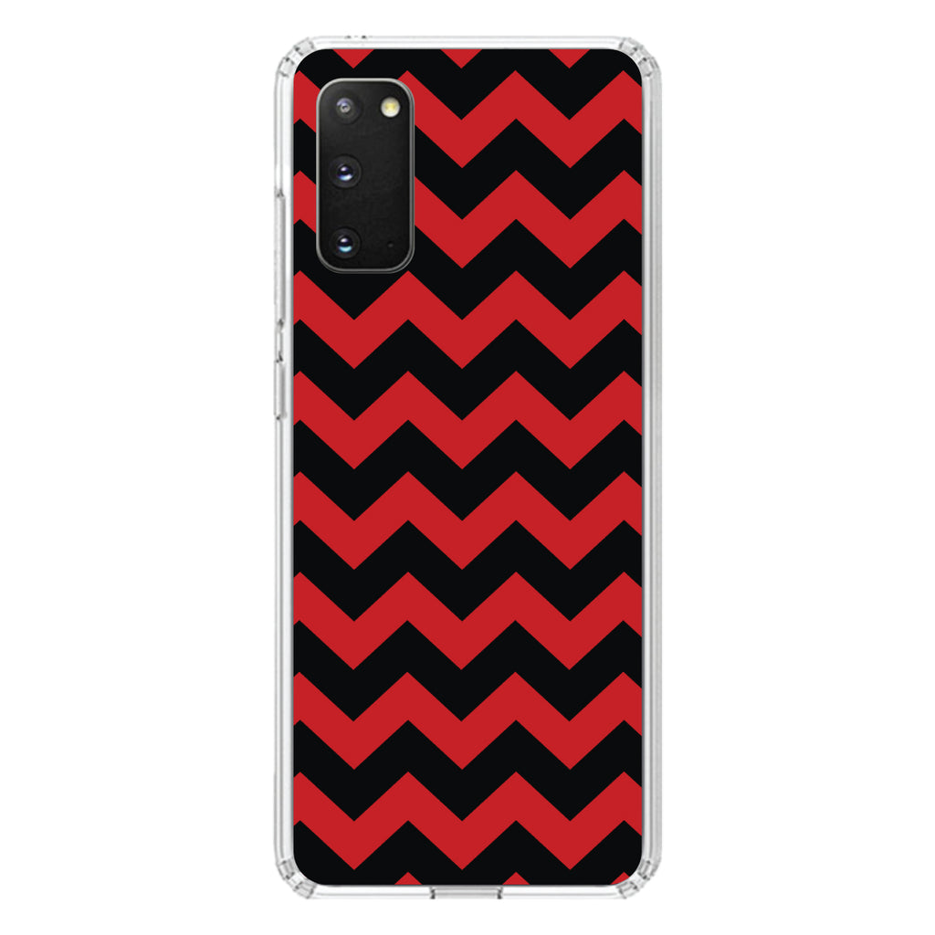 Black Red Chevron Stripes Clear Shockproof iPhone Case, view 15