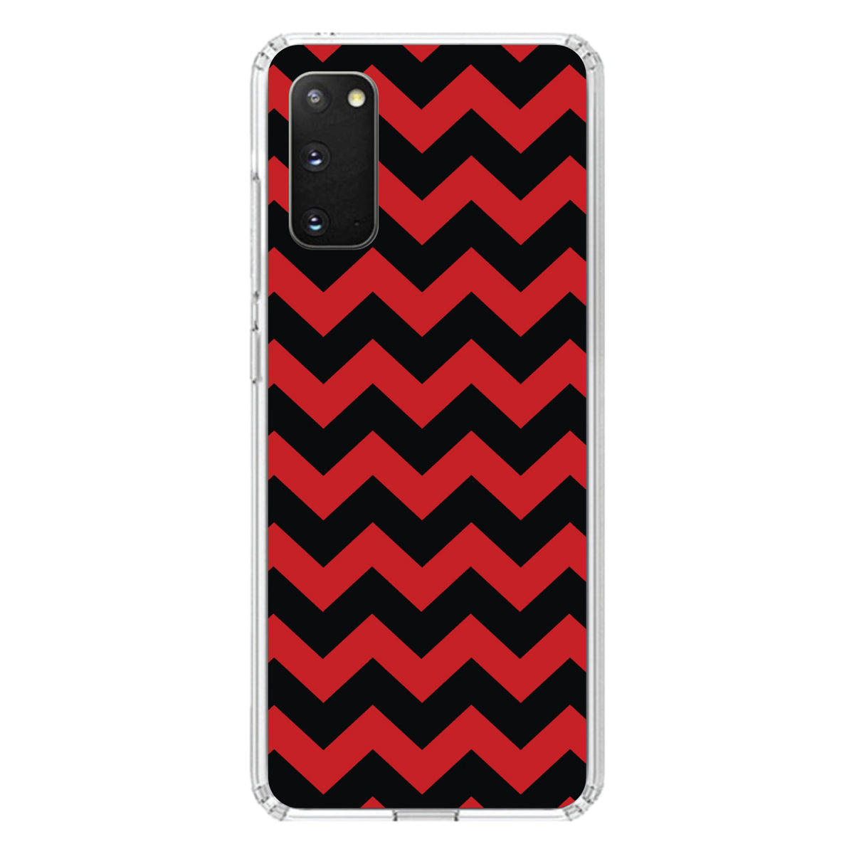 Black Red Chevron Stripes Clear Shockproof iPhone Case, view 15