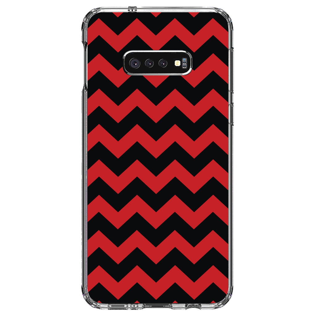 Black Red Chevron Stripes Clear Shockproof iPhone Case, view 18