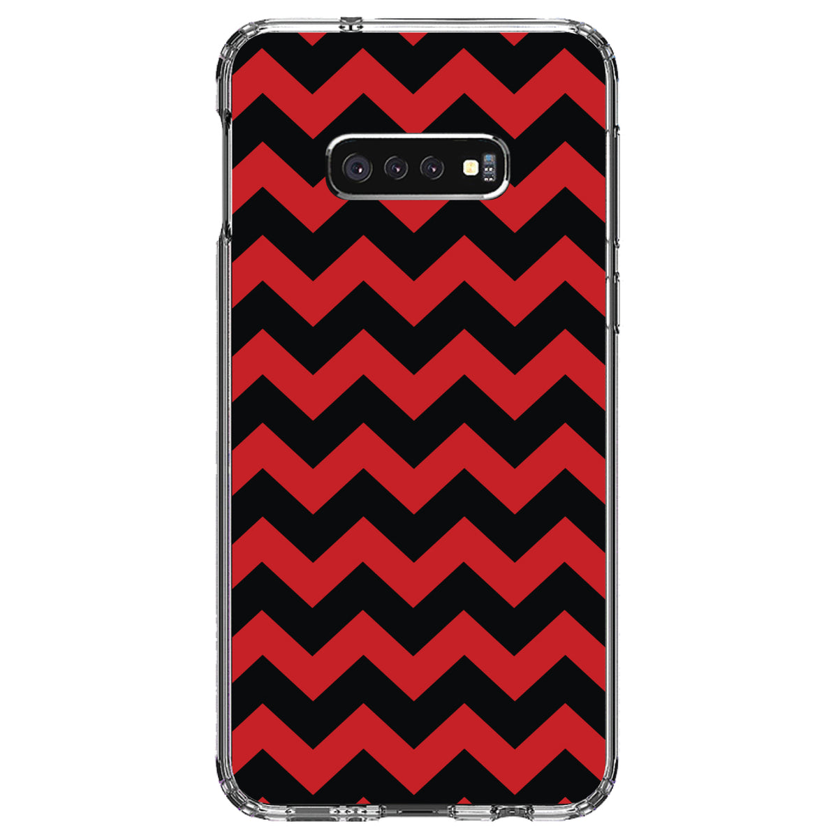 Black Red Chevron Stripes Clear Shockproof iPhone Case, view 18