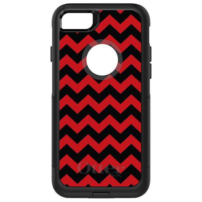 DistinctInk OtterBox Commuter Series Case for Apple iPhone or Samsung Galaxy - Black Red Chevron Stripes