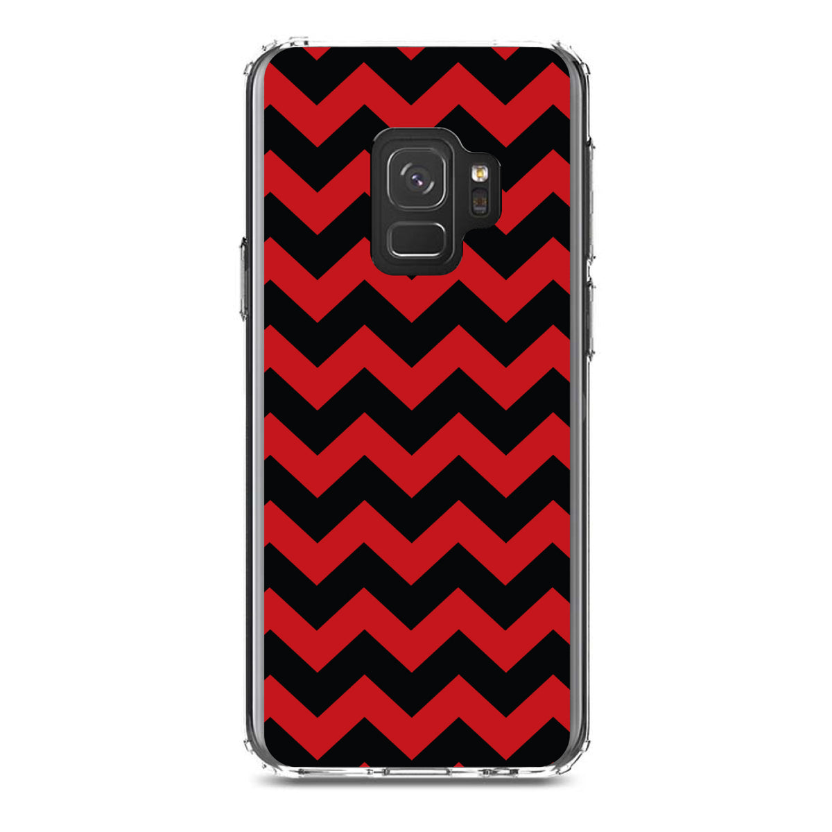 Black Red Chevron Stripes Clear Shockproof iPhone Case, view 19